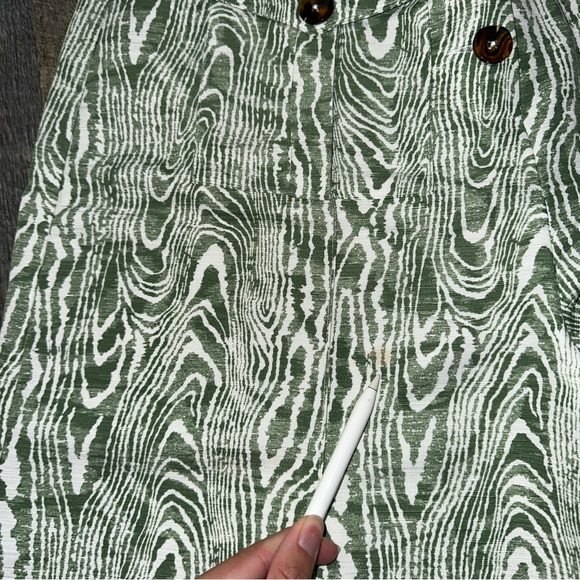 C/MEO COLLECTIVE green and white Arbor button fly wide leg pants 4 - Picture 7 of 10